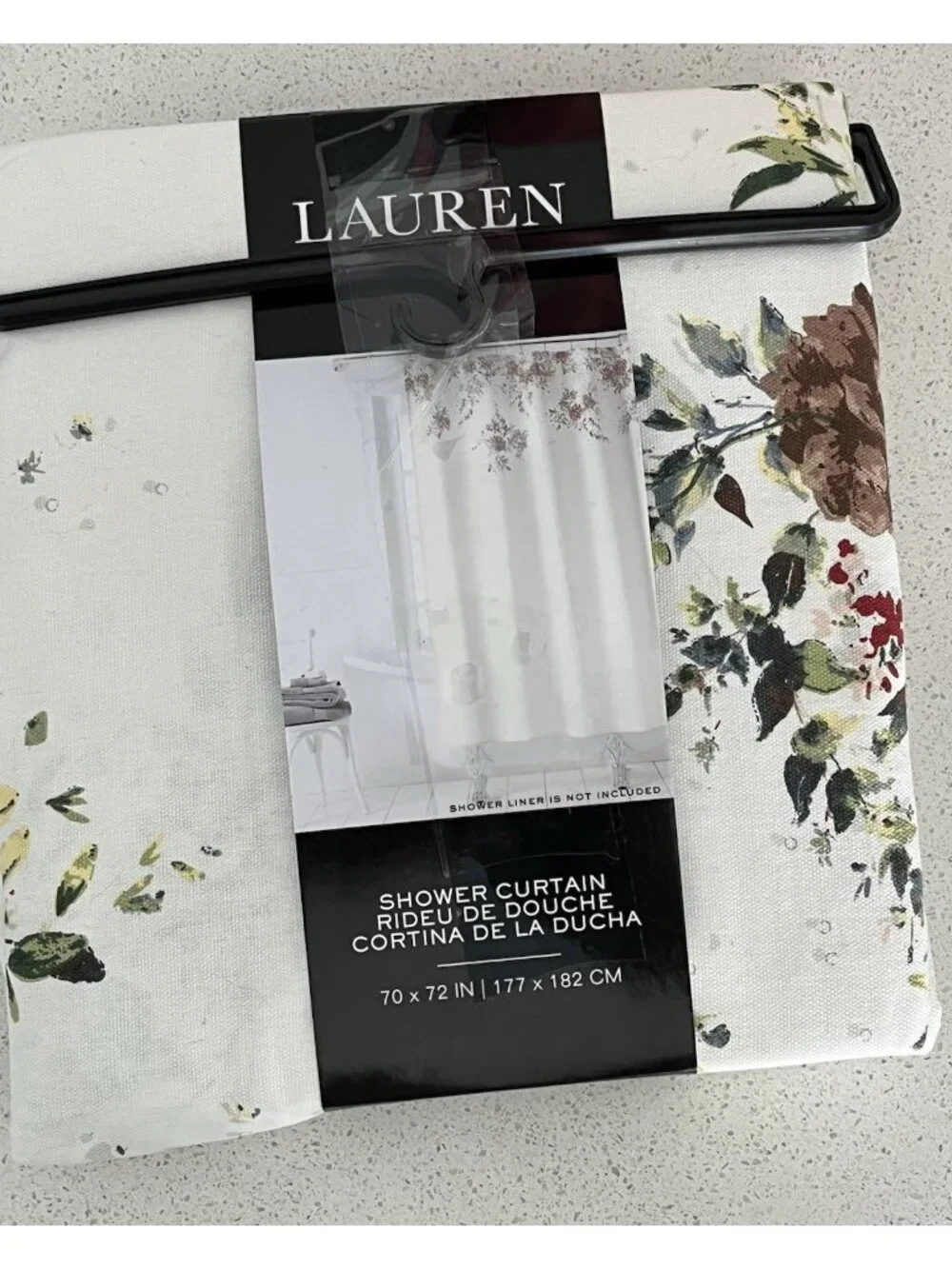 Lauren Ralph Lauren Floral Border Shower Curtain Cottagecore Rose Print 70x72